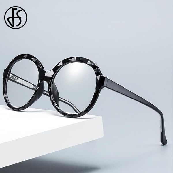 

fs trendy black crystal shape round fram blue light blocking glasses streetwear office computer anti bluelight optical goggle, White;black