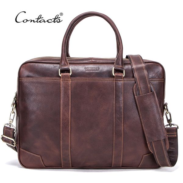 

contact's business man bag vegetable cow leather briefcase bags for men lapshoulder bag quality male handbags portafolio