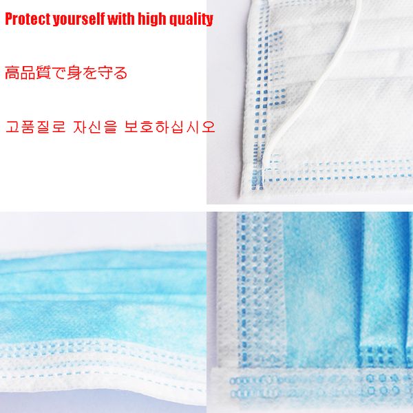 

masque anti fogs non woven disposable 3 layers earloop face mask anti-bacterial facial protective cover masks
