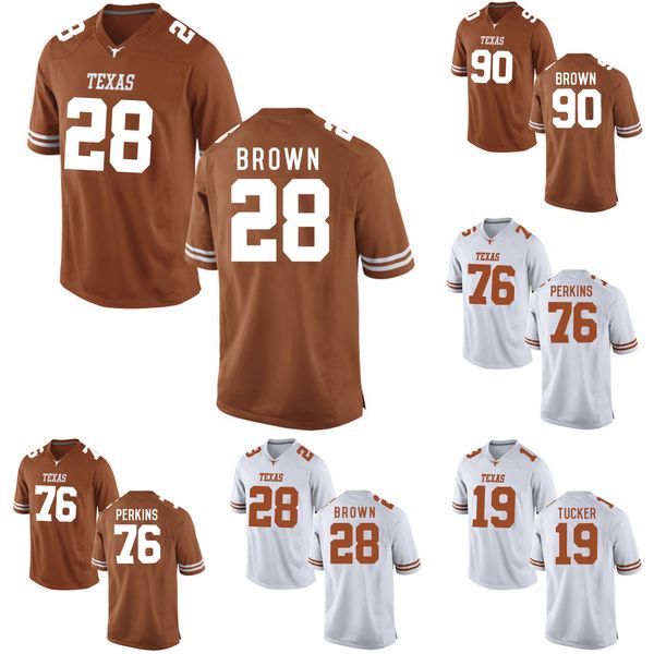 

justin tucker men's texas longhorns malcom brown malcolm brown kent perkins orange white stitched college football game jersey, Black