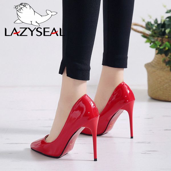 

lazyseal women pumps high heels shoes woman stiletto pointed toe female party shoes office lady wedding party plus size t200111, Black