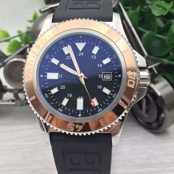 

delicate and practical superocean mens watches br 1884 automatic movement 42 black dial outdoor watch wristwatches with gold bezel, Slivery;brown
