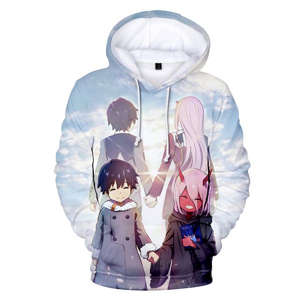 

franxx 3d hoodies men women 2019 autumn winter fashion harajuku style anime 3d hoodie personality popular sweatshirts, Black