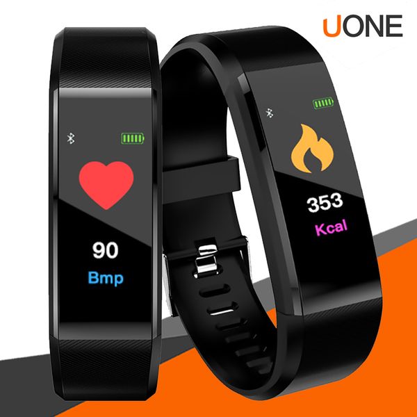 

original color lcd screen id115 plus smart bracelet fitness tracker pedometer watch band heart rate blood pressure monitor smart wristband