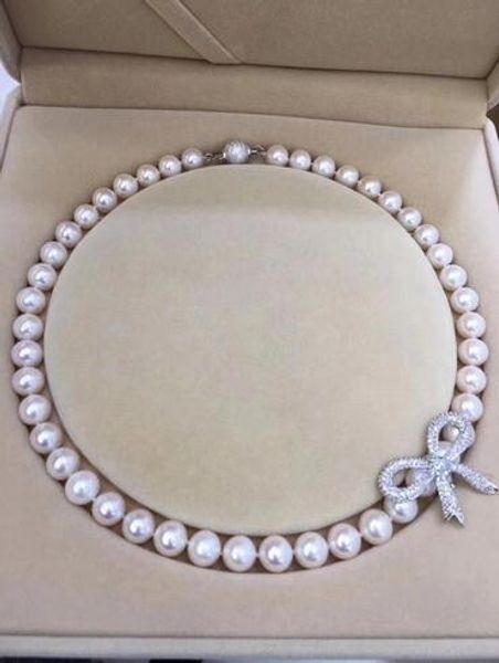 

beautiful 9-10mm south sea white pearl necklace 18 inches, Silver