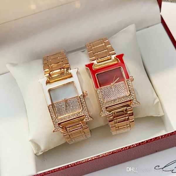 

2020 fashion luxury lady nice watch famous woman dress quartz wristwatch square dial watches stainless steel full diamonds watch, Slivery;brown