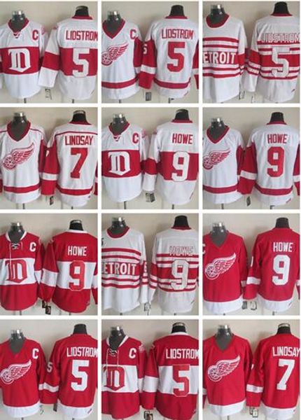 

vintage deriots red wings 75th 19 steve yzerman 9 gordie howe 5 nicklas lidstrom 24 chris chelios 91 sergei fedorov lindsay hockey jerseys, Black;red