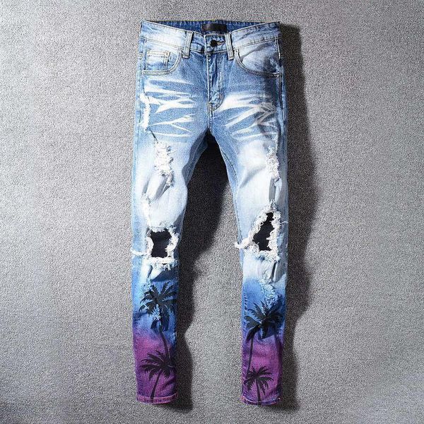 

мђжкие джин дизайнеѬ вокого каева пѬоблемне zipper Ѭване джин мода мђж, Blue