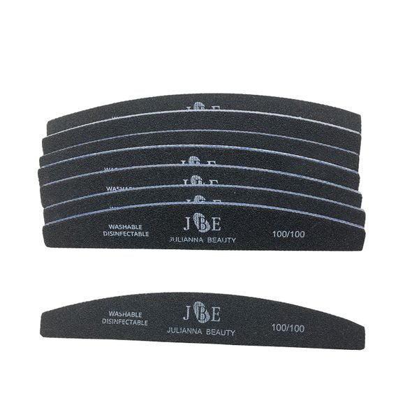 

20pcs/lot black double side semilune nail file 100/100 grit professional art buffer buffing file sanding salon nail wholesale