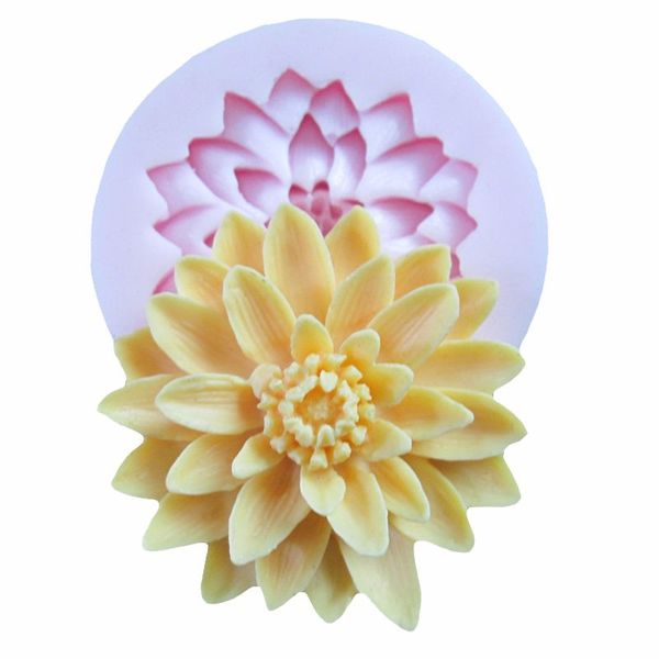 

3d beautiful lotus chrysanthemum flower silicone soap moulds for fondant cake decorating tools diy baking chocolate soap mold wh0151