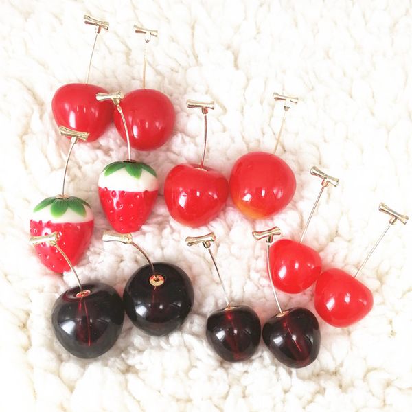

new fashion sweet long pendant girl gift korea jewelry red cherry fruit simple earrings for women tassel dangle earrings, Silver