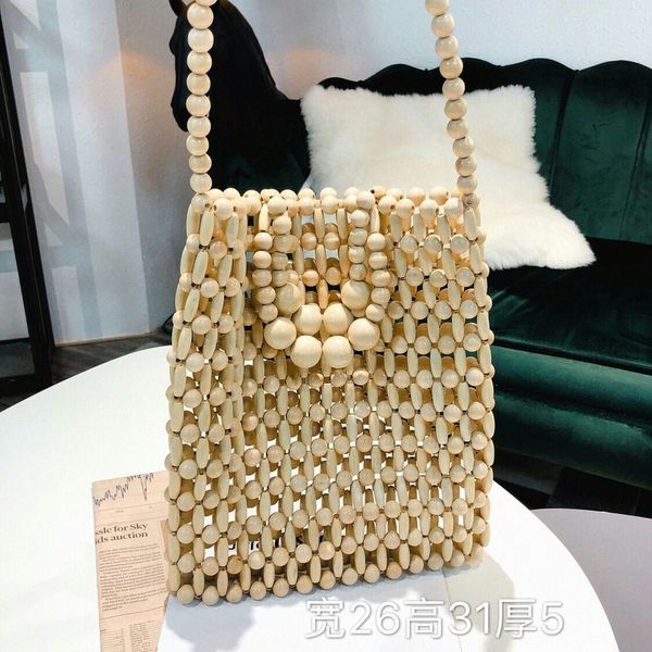 

2020 new wooden bead woven bag portable shoulder/crossbody bag female handbags women bags women