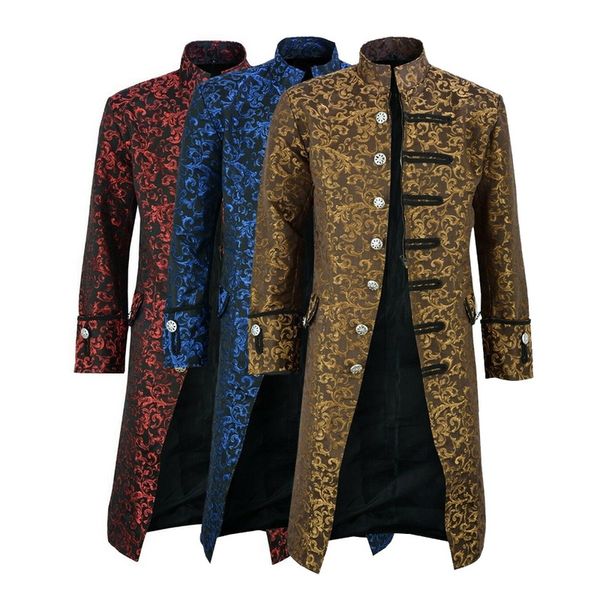 

мужчины эдвардианского стимпанка пальто фрки outwear vintage prince шинель средневековой куртка косплей костюм, White;black