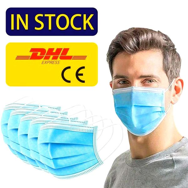 

unique design safe dust-proof disposable face 3-layer dust-proof masks with elastic earrings protective face masks fast shipping