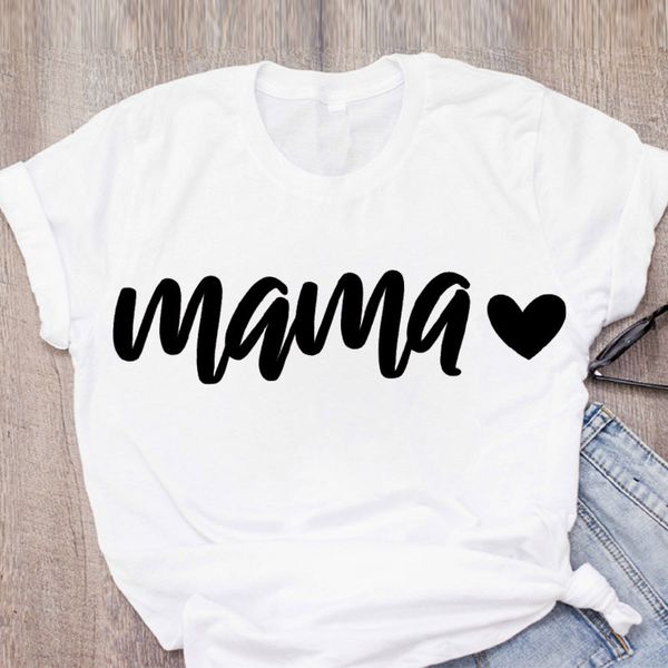 

women's t-shirt mama women short sleeve ulzzang printed mom life tshirt letter print vintage female tee top, White