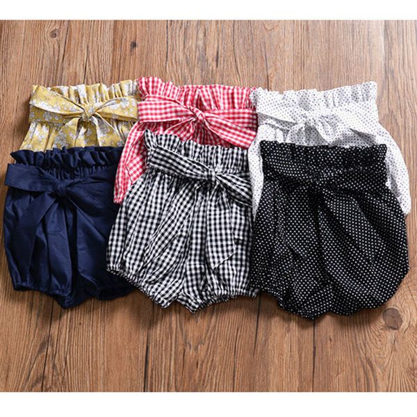 

casual newborn infant baby kids summer beach short pants girl bowknot floral plaid dot shorts bottoms pp bloomer panties, Black