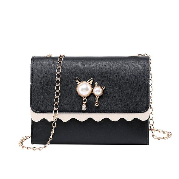 

bags women chain tote luxury designer women shoulder messenger bags cat pearl pendant leather small handbag