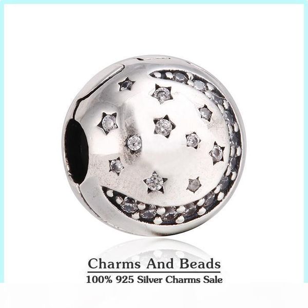 

100% 925 sterling silver twinkling night bead with clear cz bead fits european pandora jewelry charm bracelets, Black