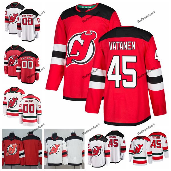 

2019 sami vatanen new jersey devils hockey jerseys custom name alternate white red #45 sami vatanen stitched hockey shirts s-xxxl, Black;red