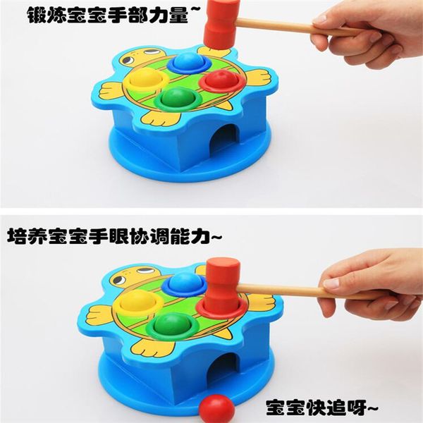 

wool animals knock on table hands-on ability to beat children's early learning wooden baby playing hamster educational toys