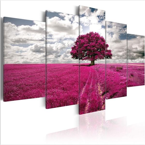 

( no frame)5pcs/set modern tree of hope art print frameless canvas painting wall picture home decoration
