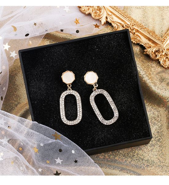 

киоко мода серьги геометрические европа и америка преувеличены микро-инкрустированные циркон серьги падение 925 серебряная игла, Golden;silver