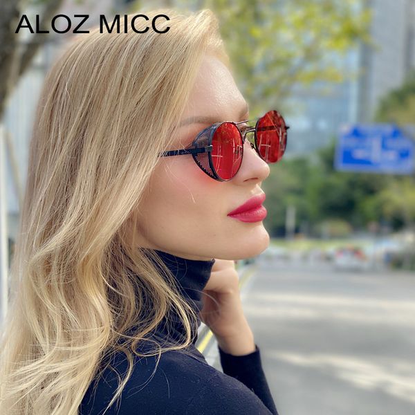 

vintage metal round sunglasses women men steampunk side hollow alloy frames female eyewear uv400 gafas de sol mujer a679, White;black