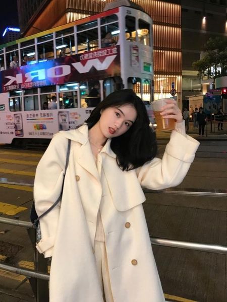 

wool coat korean coat women coats winter women office lady keep warm, Black