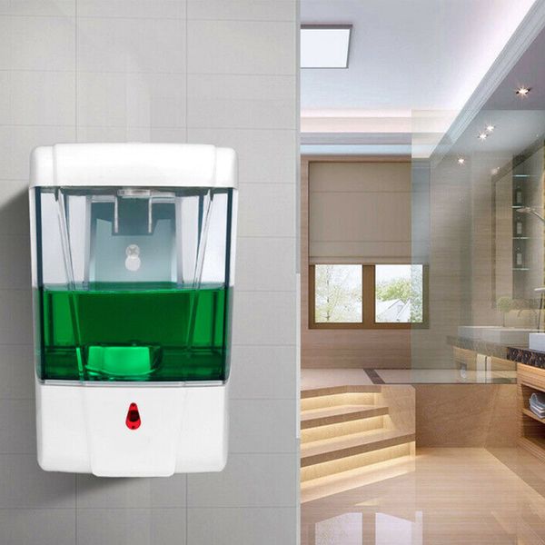 700ml Indicatore LED Dispenser di sapone Vivavoce a parete Grande capacità Home Hotel Bagno Sensore IR Touchless automatico T200517