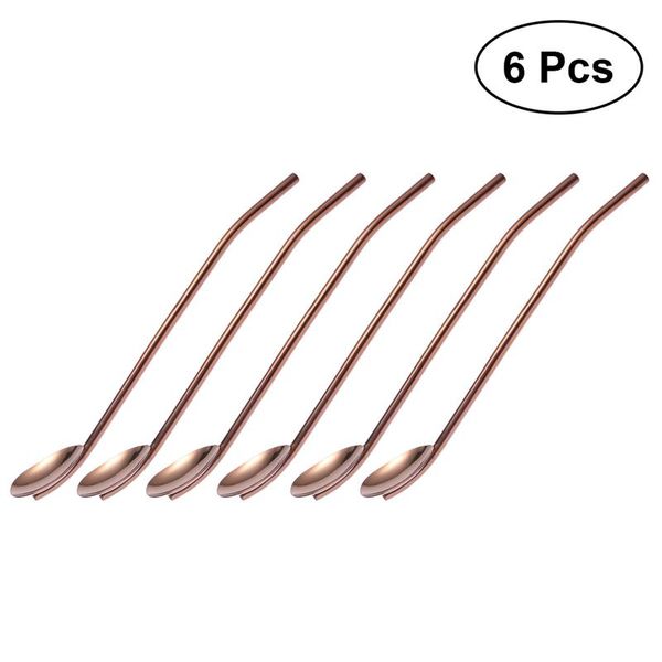 

stainless steel oval shape metal spoon straw washable durbale resuable straws cocktail spoons for party dessert shop home