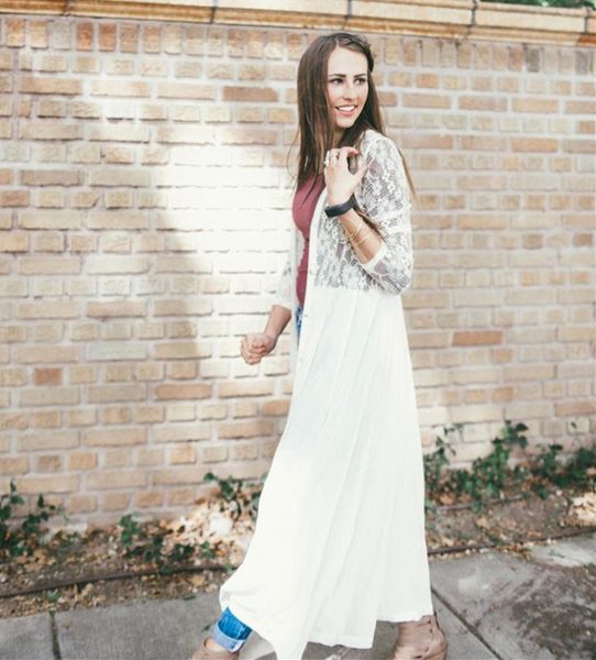 

summer lace beach dress white chiffon lace single-breasted tunic women beach wear swim suit cover-ups long kimono cardigan