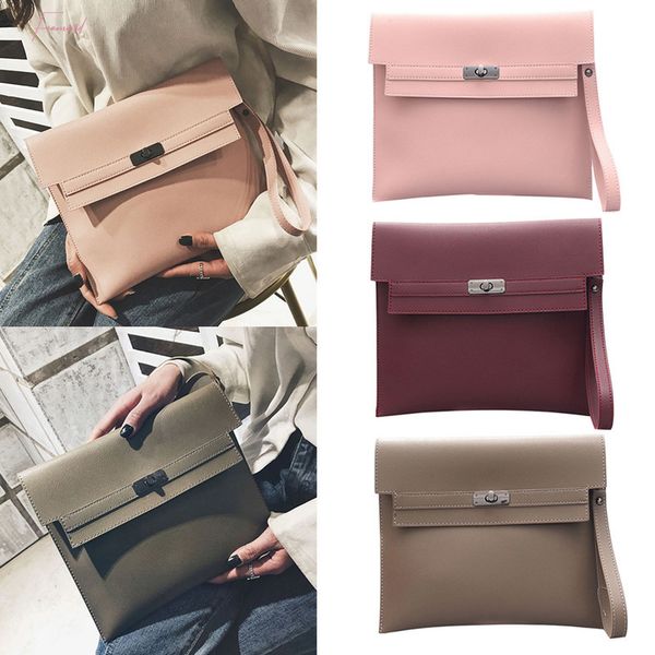 

lady hand bag casual pu leather solid color simple style women bag new
