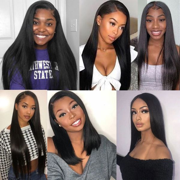 

brazilian straight lace front wig short bob lace front wigs 13x4 lace front human hair wigs for women ing, Black