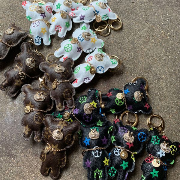 

with clip pu leather bear key chain diamond rhinestone necklace tassel key ring bag pendants car keychain jewelry handbag charm d22004, Blue