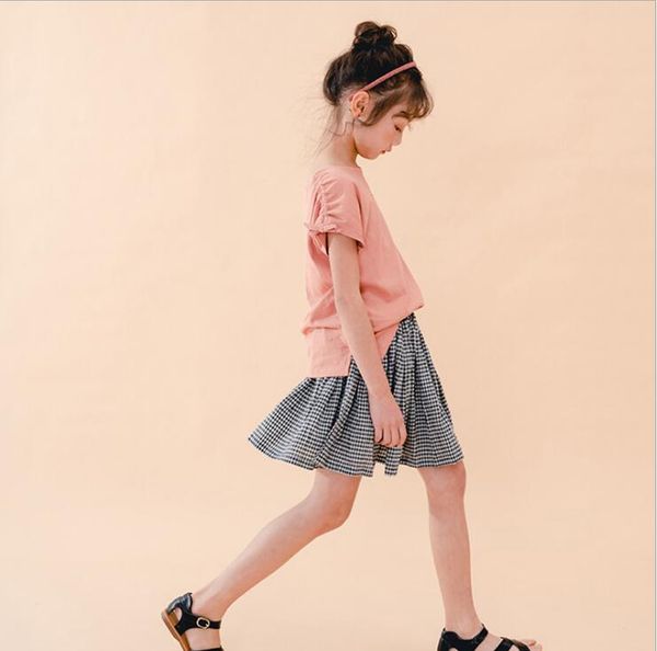 

2020 korean style wholesale girls plaid skirt summer cotton fashion girls skirt 4-9t b252