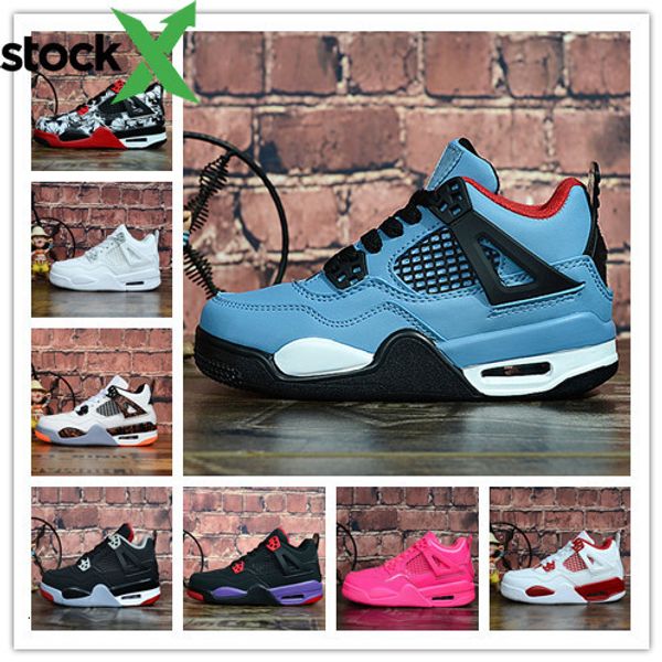 

children sports shoes 2019 new bred blue pink iv 4s kids basketball shoes outdoor trainers size 11c-3y, Black