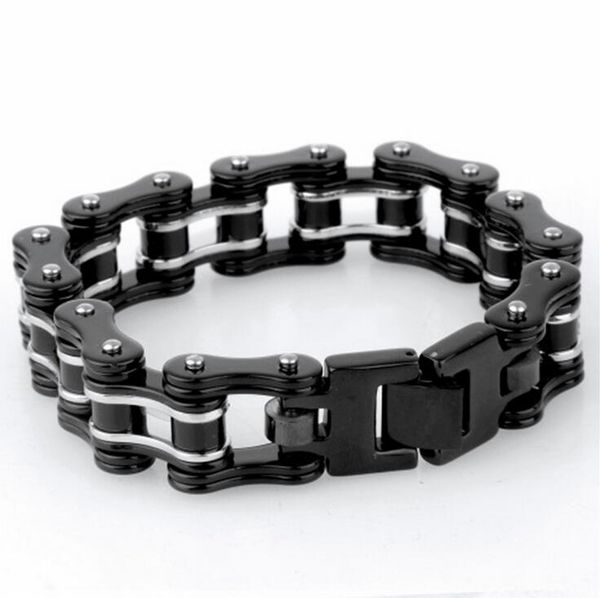

men bike bracelet black red blue stainless steel biker bicycle motorcycle link chain punk heavy bracelet jewelry for women 16mm