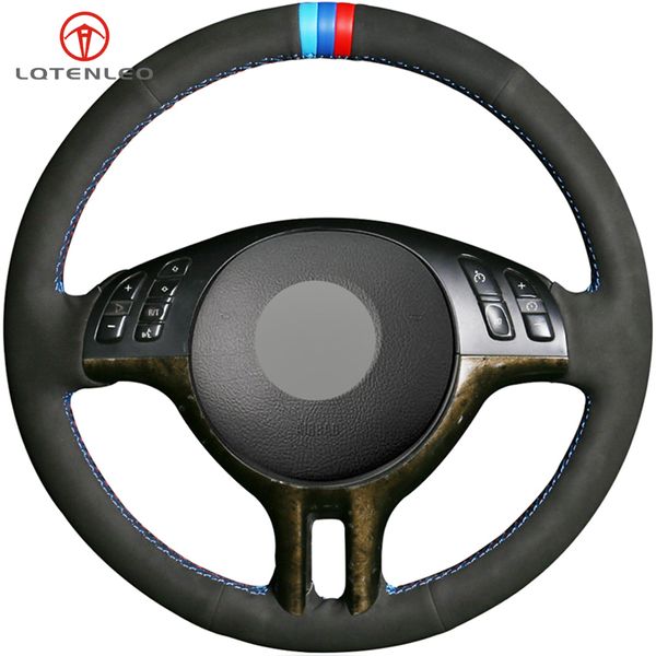 

black suede diy car steering wheel cover for bmw 3 series e46 2000-2006 5 series e39 2000-2003 e53 x5 z3 e36 2000-2002