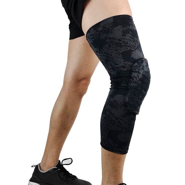 

professional basketball knee pads comfortable sports safety knee calf leg sleeve honeycomb pad kneelet guard protective kneepad, Black;gray