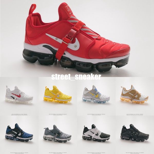 

new 2019 plus paris in progress cushion running shoes men women white red yellow black plus 2.0 strap that wraps around designer sneakers