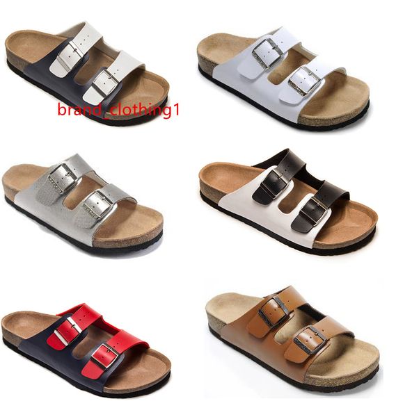 

summer beach new style men s woman flat sandals comfortable leather casual two buckle original arizona summer cow genuine leather slipper