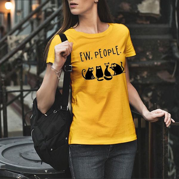 

ew people four cat t shirt summer women cute style female short sleeve 100% cotton cute pet cat dog 90 tee shirts, White