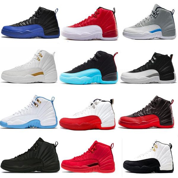 

new 12s 12 men basketball shoes reverse taxi college navy playoff flu game royal bordeaux dark grey wntr michigan white black sports sneaker