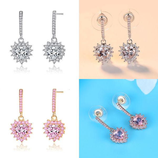 

love nail originality drip full drill earring personality zircon long ear nail designer earings clip on earrings, Silver