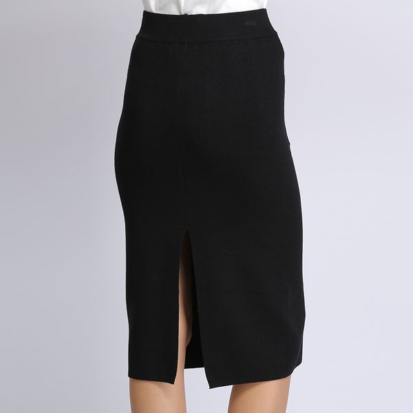 

skirts 2021 slim versatile medium and long knitted skirt hip one-step, Black