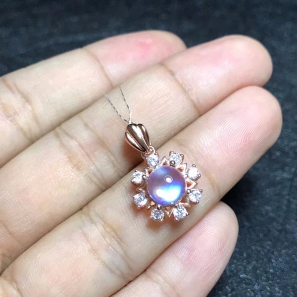 

uloveido natural moonstone round pendant necklace for women, 925 sterling silver, 6*6mm engagement gemstone jewelry fn153
