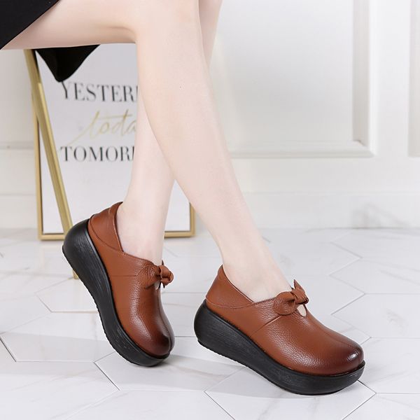 

elegant birds 2019 new style shoes national wind genuine leather handmade women's shoes retro thick bottomed platform shoes big, Black