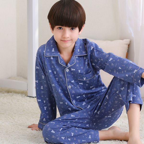 

2020 детская пижама мальчик весна и осенью в большом kid кардиган с длинными рукавами костюм boy's корейского стилем для мужчин big kid home, Blue;red