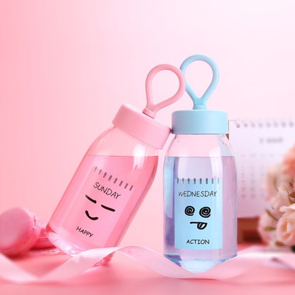 

2019 children's water cup plastic portable anti-falling primary school students fresh and lovely korean creative water bottle