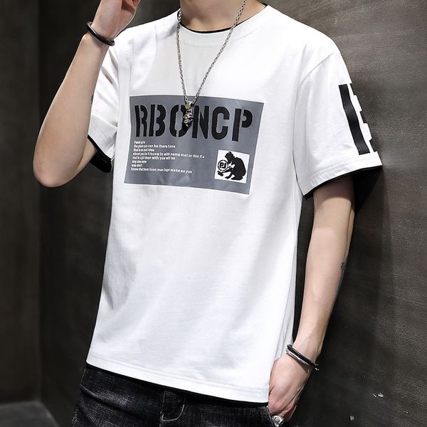 

t t-shirts men's and south korean tide loose cotton summer 2020 new men's wear half-sleeve t-shirts t-shirts, White;black